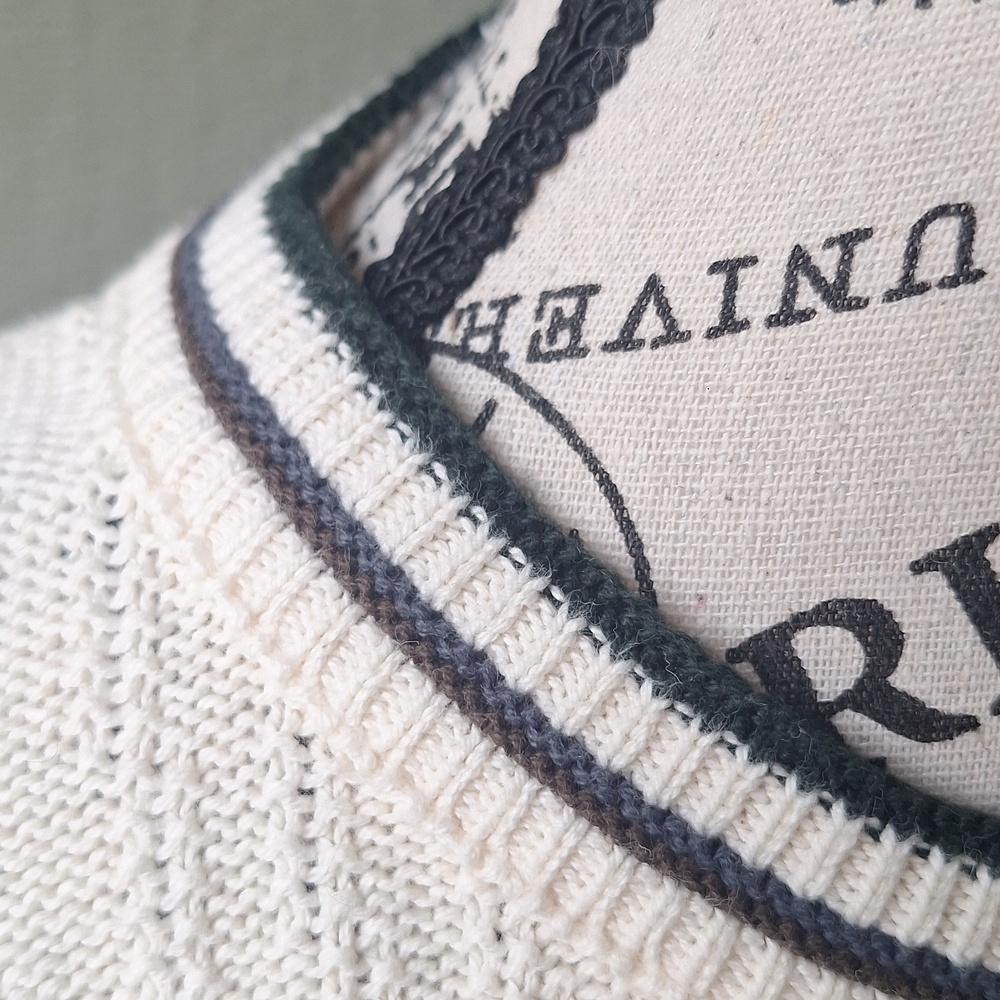 Vintage Fieldmaster Grandpa Embroidered Ringer Neck Sweater M Fishing Hunting - Picture 4 of 9